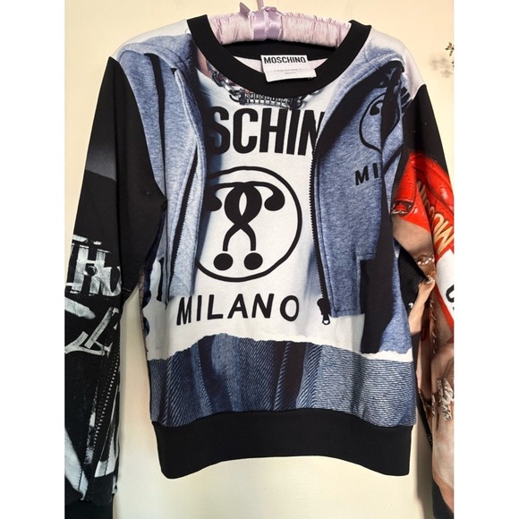 Moschino Tops - NWT Moschino Graphic Sweatshirt Runway Print Cropped -Small ($515)